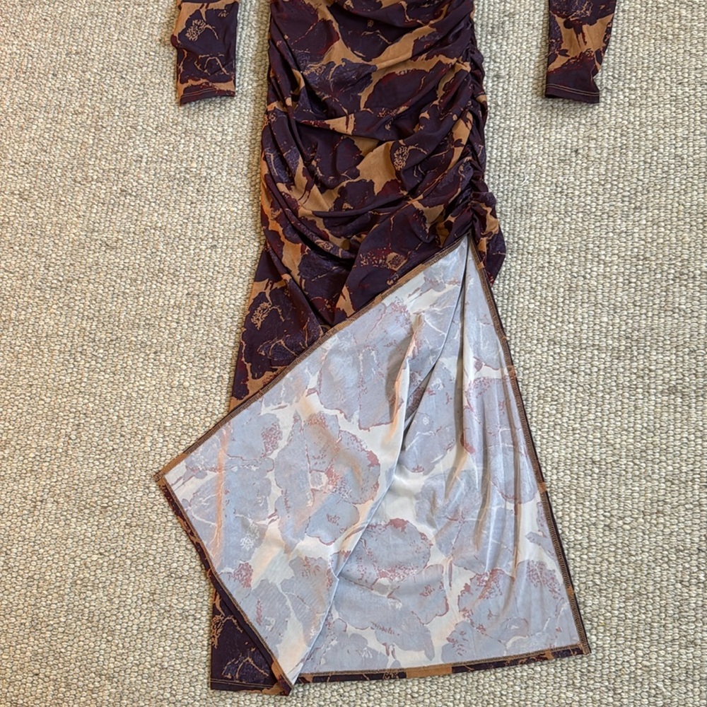 STAUD Solana Floral Print Long Sleeve Maxi Dress Dried Pressed Flowers NWT - Picture 8 of 15